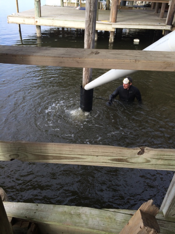 Deep South Marine Restoration project 34 — dock piling repair and restoration